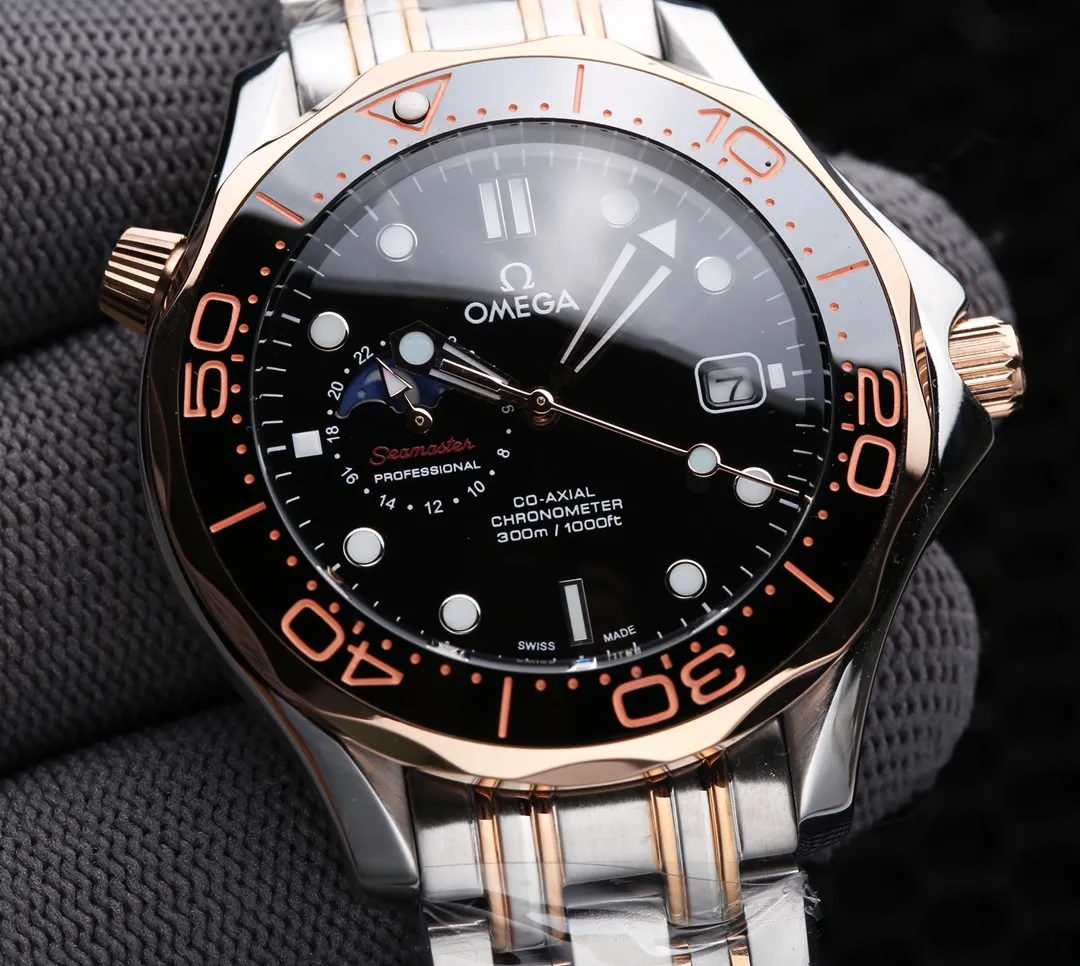 【High-end replica】💰2400! OMEGA’s latest launch is the Seamaster, super luminous, and 9-digit true moon phase. It adopts an imported fully automatic mechanical movement to achieve zero repairs, can store power for over 48 hours, and is waterproof to a depth of 200 meters. [Case]: 316 fine steel (high quality workmanship) [Strap]: Imported tape/top 316 fine steel [Movement]: Imported Citizen 8215 fully automatic mechanical movement (stable running time) [Glass]: Advanced strengthened coated mirror [Size]: Diameter 41mm, thickness 13mm