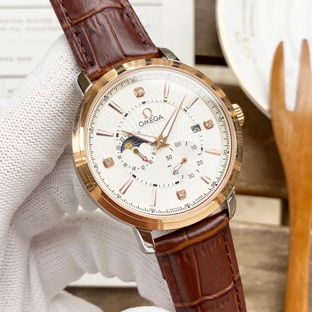 【High-end replica】💰1360! Omega's premium men's watch has a four-hand separated moon design, noble atmosphere, gentlemanly style, excellent quality, and is selling well all over the city. Using fully automatic mechanical movement, top-grade 316 stainless steel case, imported calfskin strap, mineral super mirror, size 40*13