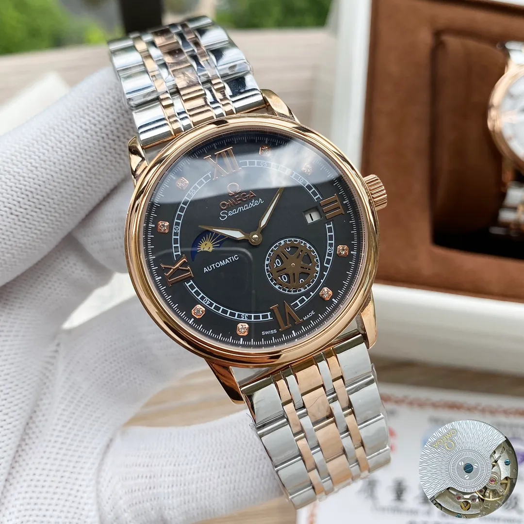 【Foreign trade import】💰1200! Omega's premium men's watch has four separate hands and a moon phase design. It is exquisite in craftsmanship, original, noble and gentlemanly. Using fully automatic mechanical movement, top-grade 316 stainless steel case and strap, mineral super mirror, size 40-13
