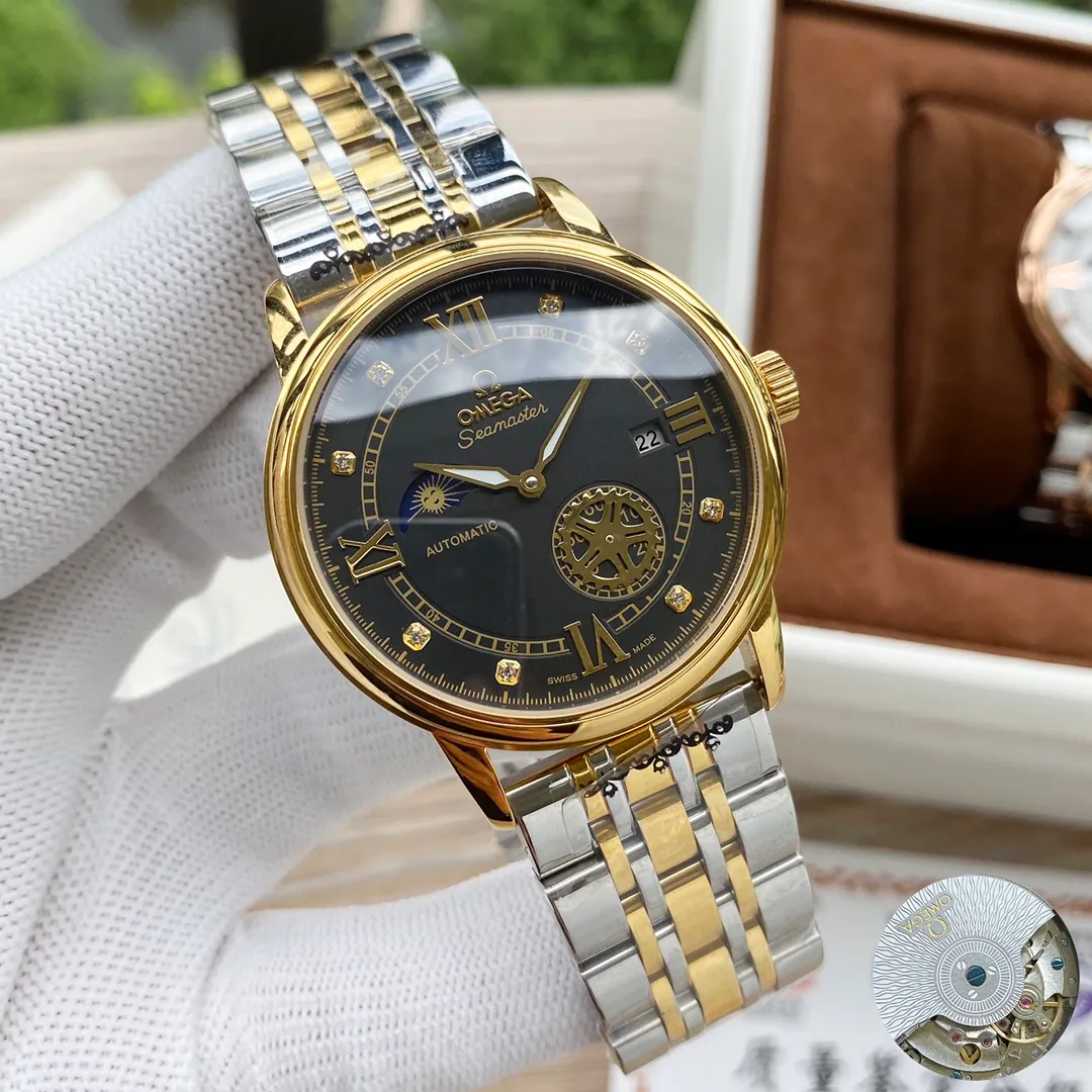 【Foreign trade import】💰1200! Omega's premium men's watch has four separate hands and a moon phase design. It is exquisite in craftsmanship, original, noble and gentlemanly. Using fully automatic mechanical movement, top-grade 316 stainless steel case and strap, mineral super mirror, size 40-13
