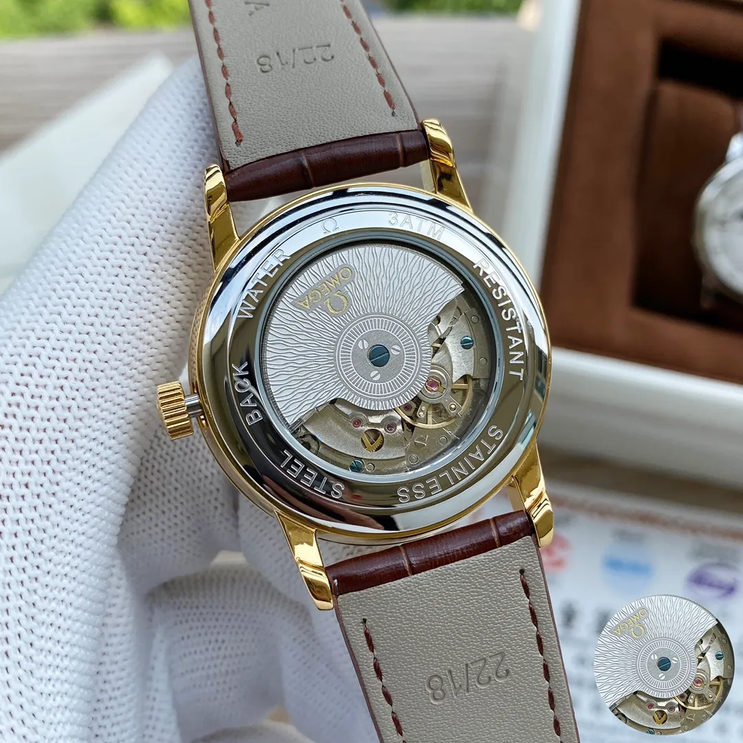 【Foreign trade import】💰1200! Omega's premium men's watch has four separate hands and a moon phase design. It is exquisite in craftsmanship, original, noble and gentlemanly. Using fully automatic mechanical movement, top-grade 316 stainless steel case, imported calfskin strap, mineral super mirror, size 40-13