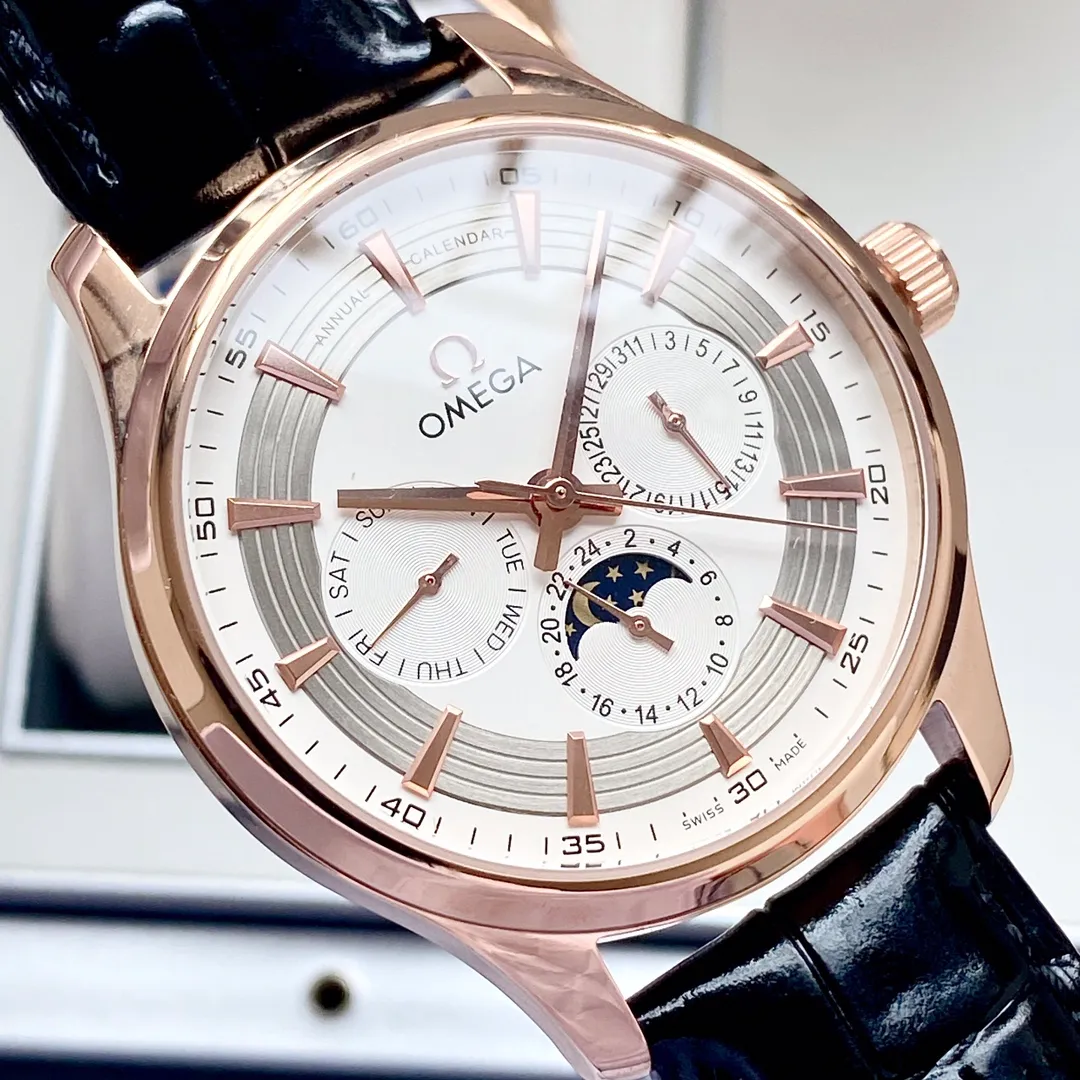 【High-end replica】💰1520! Omega-Omega men's watch equipped with imported fully automatic Citizen 8215 mechanical movement, wear-resistant and scratch-resistant sapphire mirror, 316L stainless steel case, genuine calfskin strap, fashionable design, business casual, size: diameter 40mm, thickness 12mm