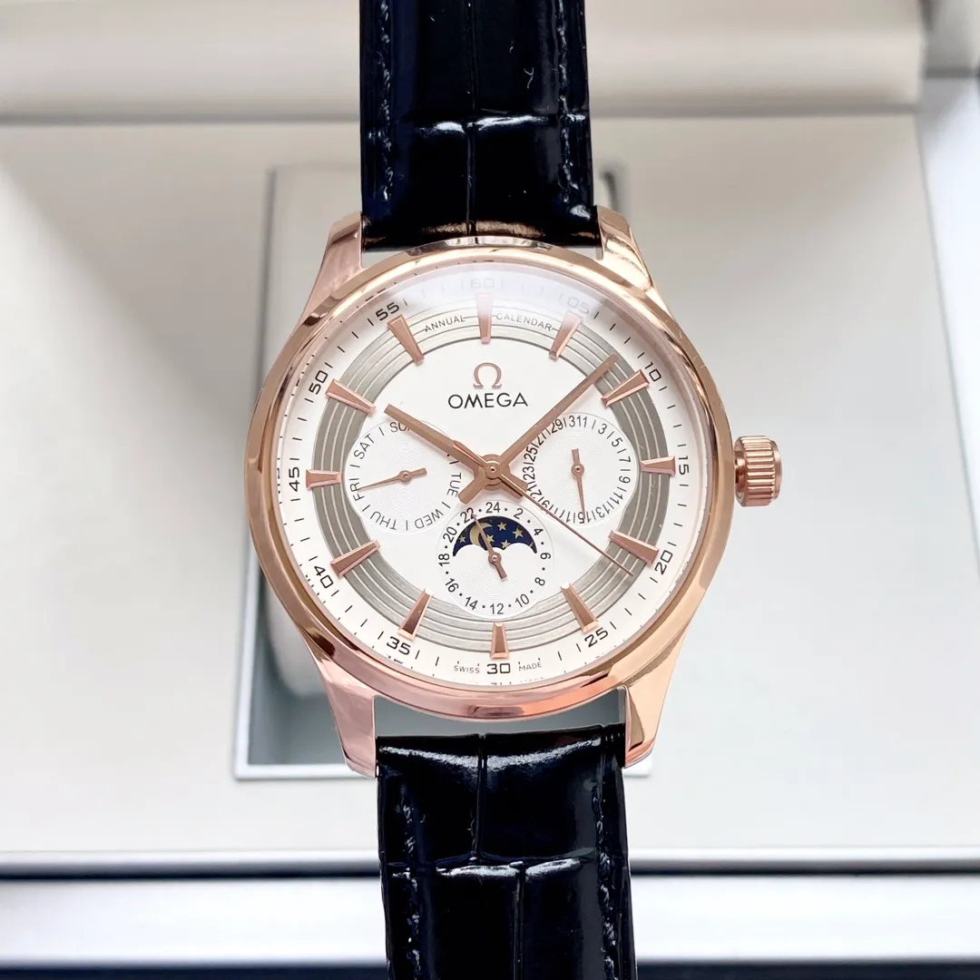 【High-end replica】💰1520! Omega-Omega men's watch equipped with imported fully automatic Citizen 8215 mechanical movement, wear-resistant and scratch-resistant sapphire mirror, 316L stainless steel case, genuine calfskin strap, fashionable design, business casual, size: diameter 40mm, thickness 12mm