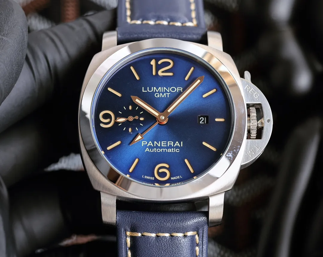 【Foreign Trade Import】💰1440! Panerai PANERAI curved coated glass 44mm*16mm first layer cowhide strap with original pin buckle fully automatic machine a watch from a tough guy