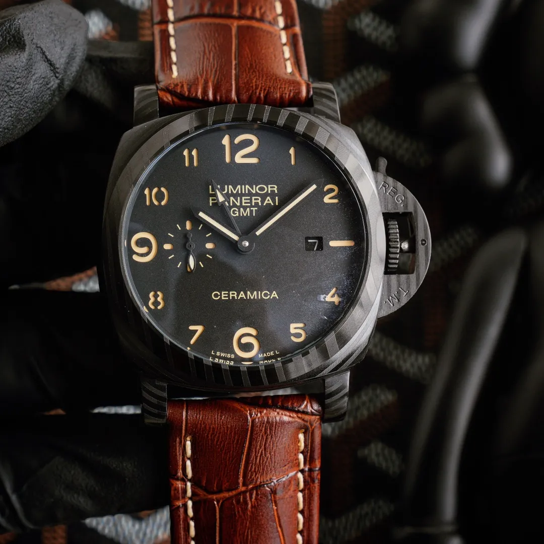 【Foreign trade import】💰1560! Panerai PANERAI curved coated glass 44mm*16mm first layer cowhide strap with original pin buckle fully automatic machine a watch from a tough guy