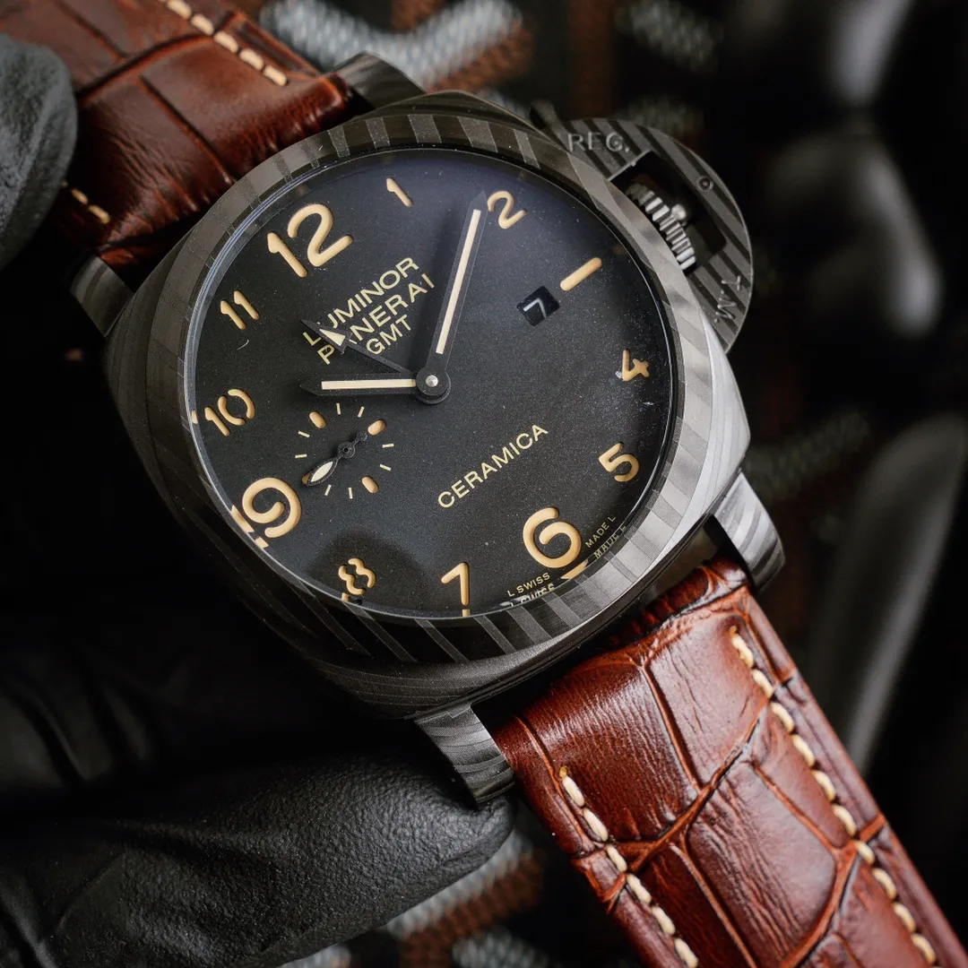 【Foreign trade import】💰1560! Panerai PANERAI curved coated glass 44mm*16mm first layer cowhide strap with original pin buckle fully automatic machine a watch from a tough guy
