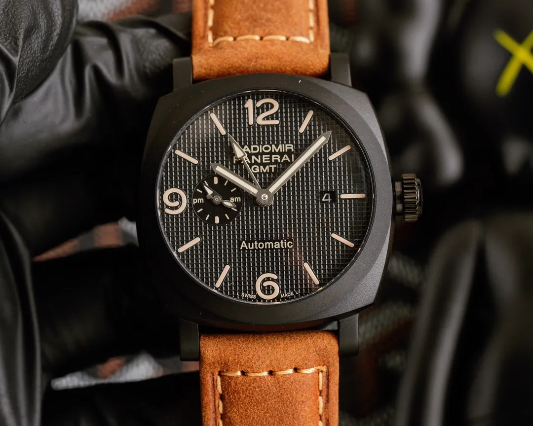 【Foreign trade import】💰1560! Panerai PANERAI coated glass 45mm*16mm first layer cowhide strap with original pin buckle fully automatic machine a watch from a tough guy