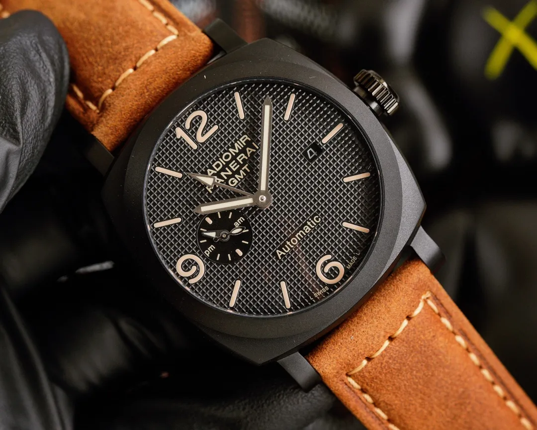 【Foreign trade import】💰1560! Panerai PANERAI coated glass 45mm*16mm first layer cowhide strap with original pin buckle fully automatic machine a watch from a tough guy
