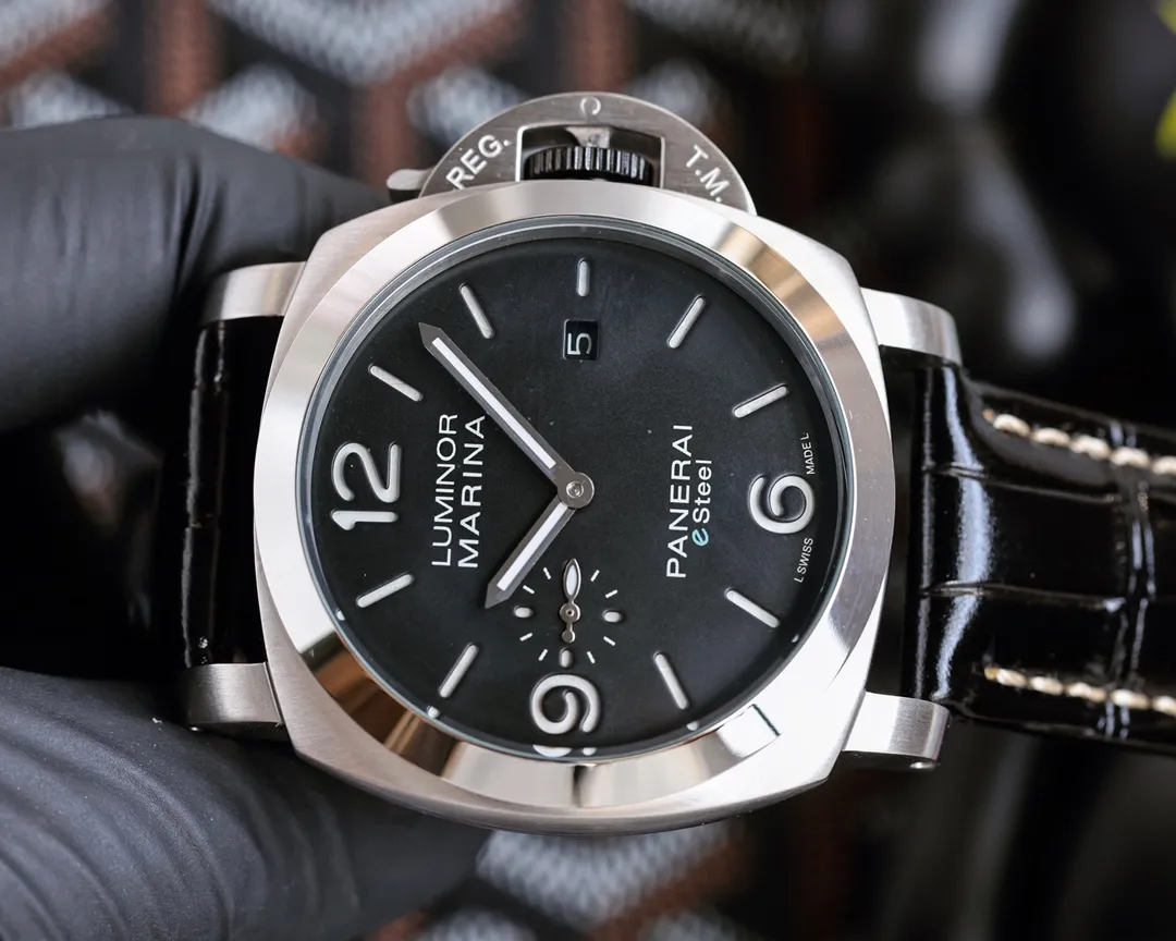 【Foreign trade import】💰1560! Panerai PANERAI curved coated glass 44mm*16mm first layer cowhide strap with original pin buckle fully automatic machine a watch from a tough guy