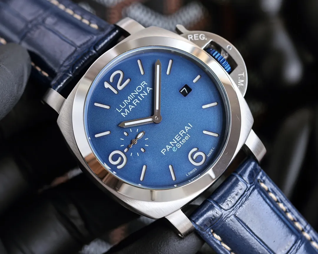 【Foreign trade import】💰1560! Panerai PANERAI curved coated glass 44mm*16mm first layer cowhide strap with original pin buckle fully automatic machine a watch from a tough guy