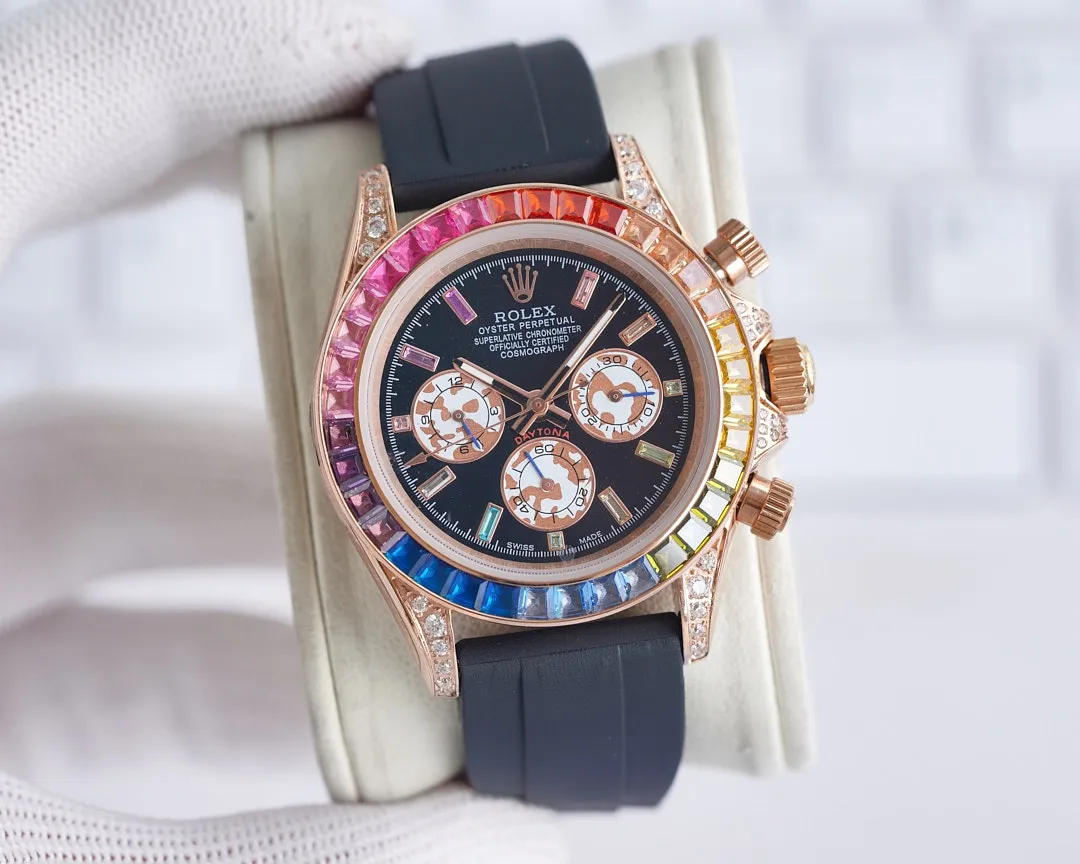 【Customized all-in-one machine】💰1720! Rolex Rainbow Daytona Series-ROLEX‼ ️Fine men's watches 🌹🌹🌹Noble and elegant, gentlemanly style, excellent quality, hot selling all over the city. Using fully automatic imported Citizen 9015 mechanical movement, top-grade 316 stainless steel case, sapphire mirror, size 42mm🔥The top products are constantly produced🔥