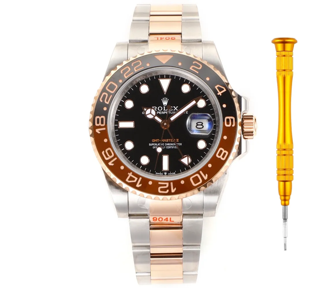 Factory C made a major breakthrough and recreated the pinnacle of the Rolex GMT-Master (Coca-Cola) one-piece red and blue ceramic ring. 🎮RK5 is the only ceramic ring in the market that is comparable to the color of the genuine product. It is shockingly launched. The steel is made of authentic imported 904L raw materials, forged and polished, and is equipped with the 3186/3285 all-in-one fully automatic mechanical movement, which is consistent with the original product. It has accurate and stable travel time. Professional testing and inspection, zero repairs! 🎮 Genuine consistent GMT needle on the second layer and quick time adjustment to adjust the calendar, 40mm, 904L steel case bracelet, sapphire mirror, super luminous, two-way ceramic rotating bezel, folding buckle. Please look for the exclusive high-end quality code: NV126688, exclusive Huan logo. Welcome to reprint! (Comes with the same screwdriver as pictured/Same day shipping)