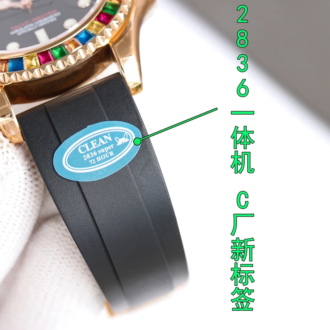 New product, new, new, new, C factory clean, the most cost-effective, popular style, Rolex Yacht-Master Candy Ring 40mm Series Rainbow Yacht ① Corrected time setting direction, instantaneous calendar, consistent with the original version; ② Exclusively customized 2836 all-in-one machine movement; ③ Upgraded original substitute grade tape, containing memory steel sheet, size, softness and hardness, material, workmanship details, new upgrade and simultaneous genuine product; Factory C is clean, produced, and must be high-quality. Every extreme detail is developed with sincerity. The button fine-tuning function is the same as the original version; the watch code is F632118, and the watch buckle code is w5T.