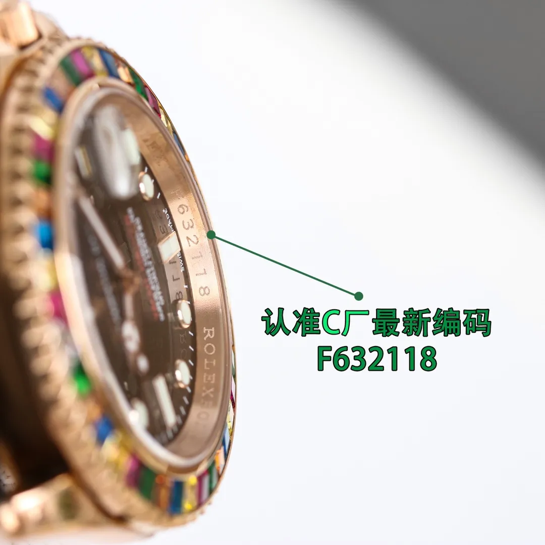 New product, new, new, new, C factory clean, the most cost-effective, popular style, Rolex Yacht-Master Candy Ring 40mm Series Rainbow Yacht ① Corrected time setting direction, instantaneous calendar, consistent with the original version; ② Exclusively customized 2836 all-in-one machine movement; ③ Upgraded original substitute grade tape, containing memory steel sheet, size, softness and hardness, material, workmanship details, new upgrade and simultaneous genuine product; Factory C is clean, produced, and must be high-quality. Every extreme detail is developed with sincerity. The button fine-tuning function is the same as the original version; the watch code is F632118, and the watch buckle code is w5T.